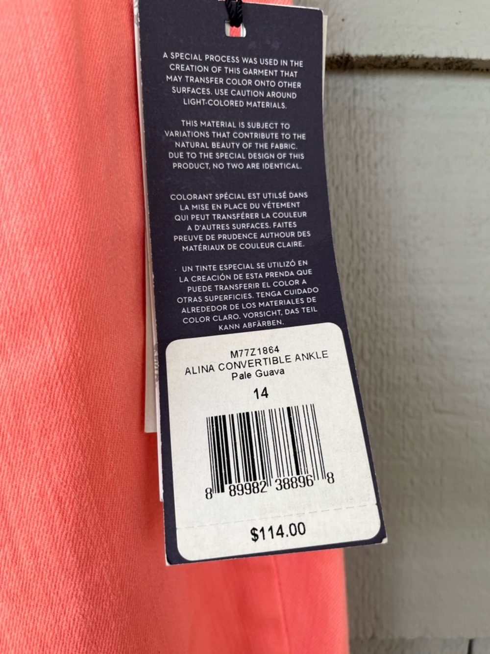 NYDJ Cropped Slim Jeans in Coral NWT SIZE 12 - Picture 6 of 10